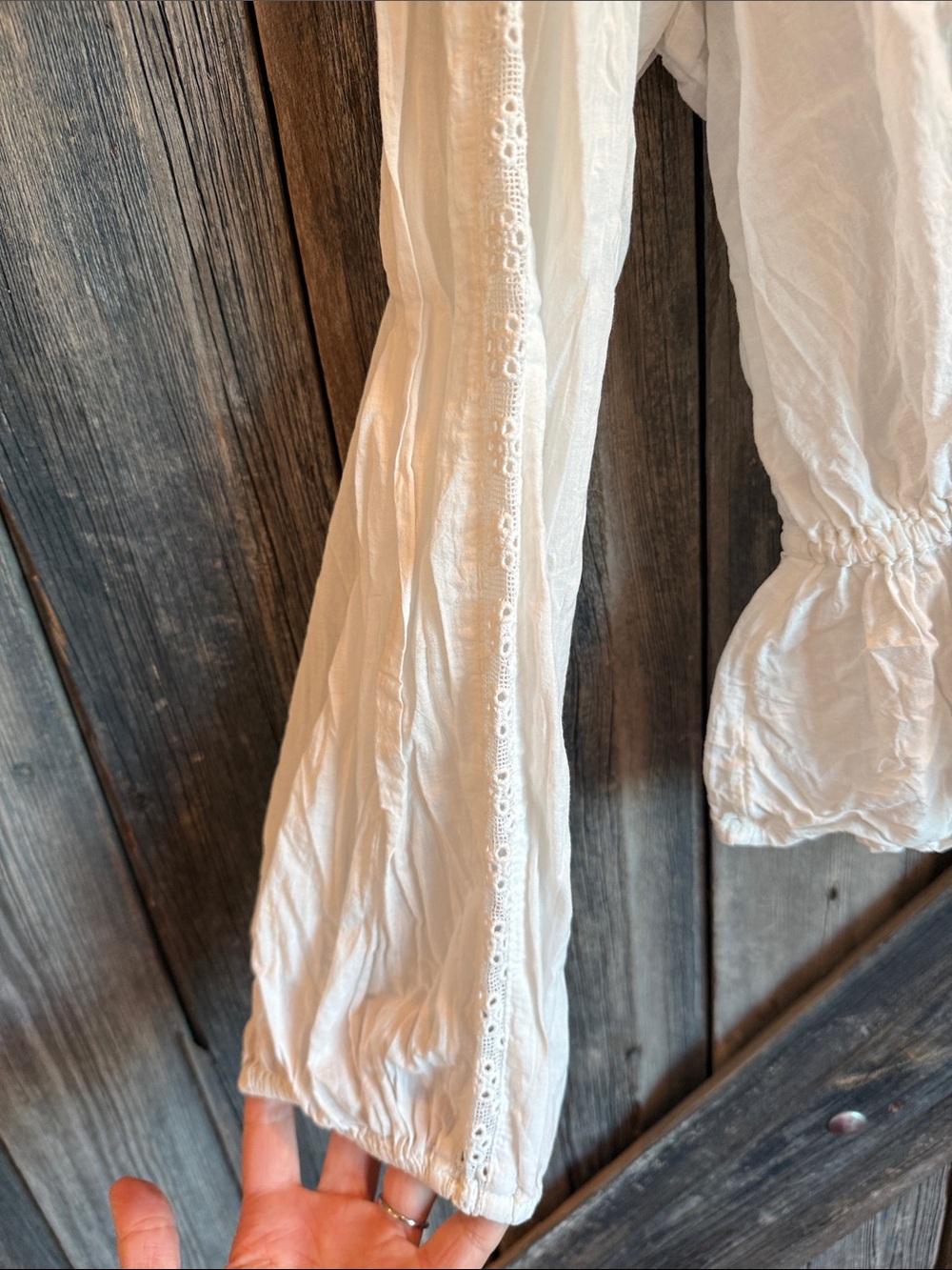 Free people White Lace-Trim Peasant Blouse - Picture 4 of 6